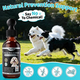 POPPAW Flea and Tick Prevention Support for Dogs, Natural Flea Treatment Drops with Neem, Oregano for Puppy Oral Flea and Tick Treatment Supplement for All Breeds and Ages - Chicken Flavor, 2 FL.Oz