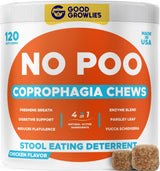 Chew No Poo - Coprophagia Treatment for Dogs - Prevent Dog Poop Eating - Natural Stool Eating Deterrent + Breath Aid - Probiotics & Digestive Enzymes - Boosts Gut Health - Made in USA - 120 Soft Chews