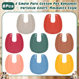 Shinylin 8 Pcs Muslin Cotton Square Bandanas Reversible Pet Bibs Scarf Pet Scarves with Two Snaps Apparel Accessories Kerchief for Small to Medium Puppy Cat(Classic Color)