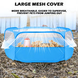 UWE Small Animal Playpen, Chicken Brooder Box with Cover Top, Portable Outdoor Exercise Pet Cage Tent, Waterproof Breathable Pet playpen Indoor for Chick Ktiien Bunny Hamster Guinea Pig, Blue