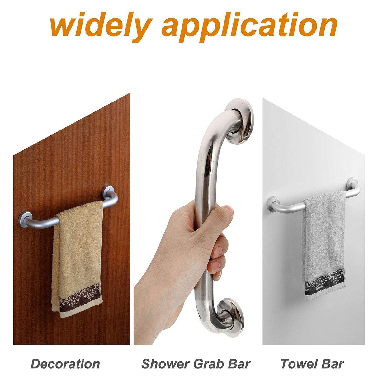2 Pack 16 Inch Shower Grab Bar, ZUEXT Chrome Stainless Steel Bathroom Grab Bar, Shower Handle, Bathroom Balance Bar, Safety Hand Rail Support - Handicap, Elderly, Injury, Senior Assist Bath Handle
