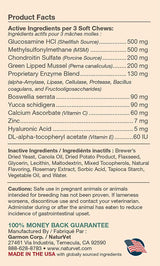 NaturVet Joint Health Level 3 Dog Soft Chew, 15.2 oz., Count of 180, 180 CT