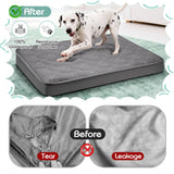 Dog Bed Cover Replacement Washable, Waterproof Dog Bed Sheets,Ultra Soft Pet Pillow Cover Quilted,Removable Pet Bed Liner - 35x44 Inches,Grey