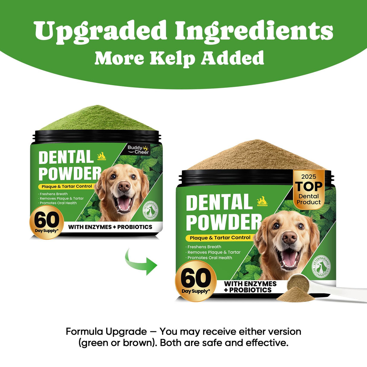 Dog Teeth Cleaning Powder, Dog Dental Powder and Cats Breath Freshener, Plaque Off Pet Tooth Cleaning lab co, Bad Breath & Tartar Remover for Dogs, Dog Teeth Cleaning with Enzymes- 60-Day Supply -Mint