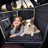 Lassie Heavy-Duty Dog Car Hammock with Mesh Window & Hard Bottom - Waterproof Back Seat Extender for Dogs Holds 400lbs, Non-Slip Pet Seat Protector, Universal Fit for SUV/Truck/Car