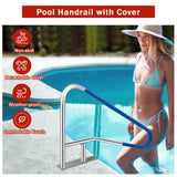 GarveeLife Pool Handrail, 55"x32" Pool Railings for Inground Pools, Swimming Pool Safety Handrails 375lbs Load Capacity, 304 Stainless Steel Pool Stair Rail with Grip Cover, Quick Mount Base Plate