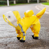 HDKUW Dog Raincoat and Rain Shoes Set, Full-Coverage Reflective Jacket with Backbag, Yellow XL