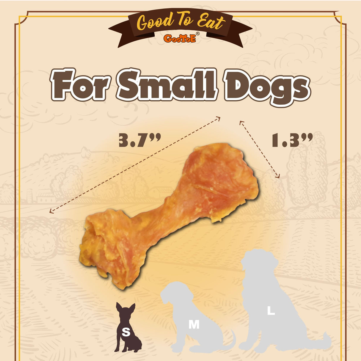 Gootoe Turkey Tendons for Dogs –All-Natural, Hypoallergenic Dog Treats, Rawhide Alternative, Long Lasting Puppy Chews, Healthy Dog Treats for Small Breeds, Bone (S), 6 Count Pack