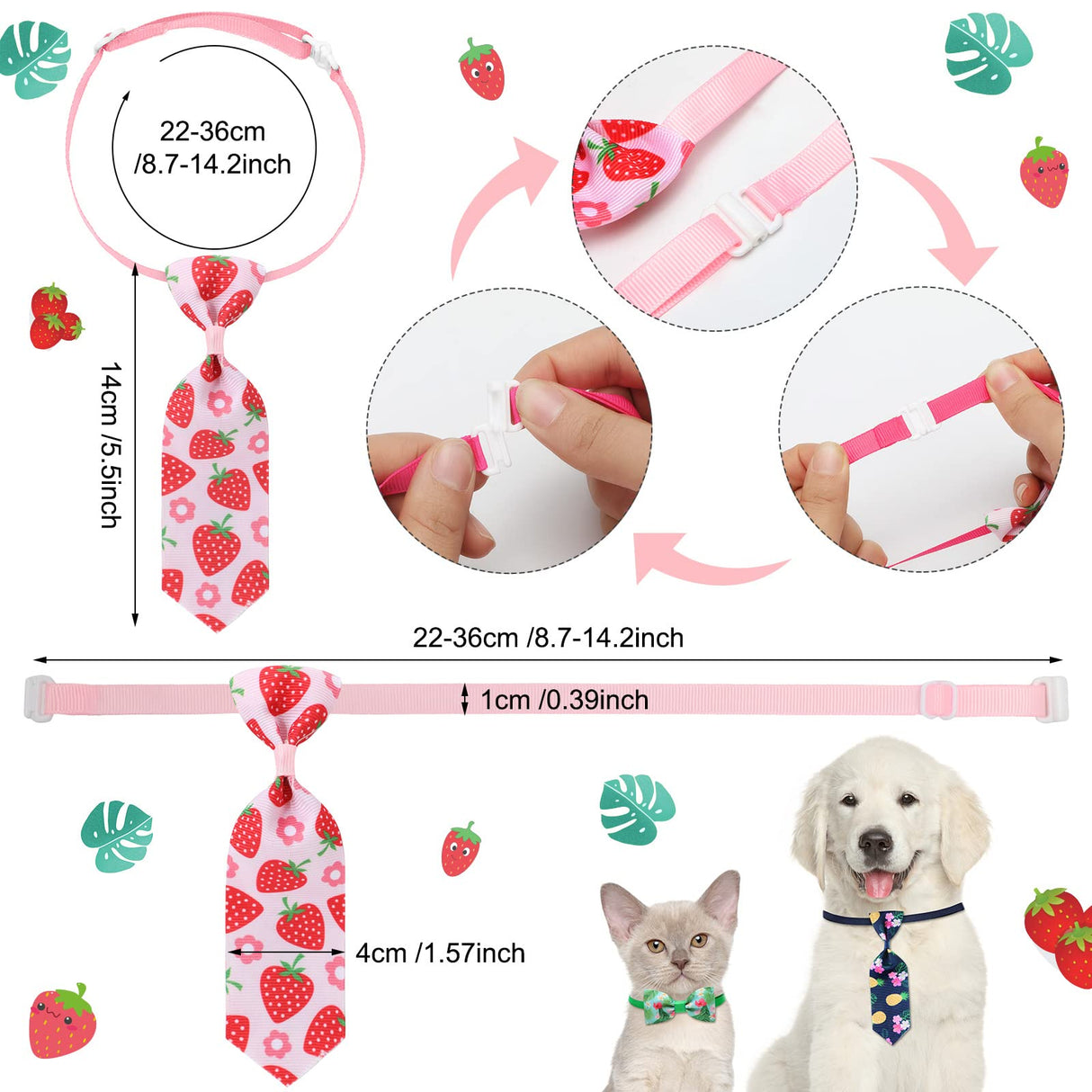 Saintrygo 50 Pcs Dog Bow Ties Collars Set Include 25 Dog Neckties and 25 Puppy Bowties, Adjustable Pet Ties Grooming for Small Medium Large Cats Pets Supply Hawaii Summer Accessories