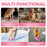Non-Slip Dog Socks Prevent Licking Paws,Socks for Senior Dogs Walk on Hardwood Floor,Dog Grippers with Strong Traction,Dog Essentials,Pink 2 Pairs,XL