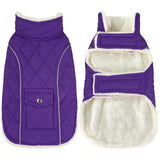 Malier Dog Winter Coat, Windproof Dog Cold Weather Coats with Real Pocket, Winter Extra Warm Pet Coat Fleece Jacket Reflective Clothes for Small Medium Large Dogs and Puppy (Purple, Large)
