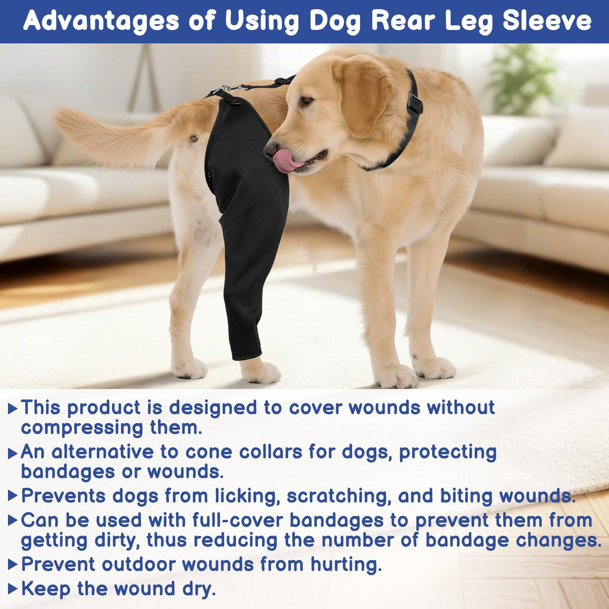 BARKLESS Single Dog Rear Leg Sleeve to Stop Licking, Breathable Male Female Dog Recovery Suit for Post Surgery, Comfortable Back Leg Sleeve for Wound Healing, Protective Cone Collar Alternative