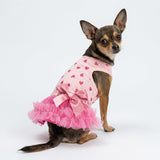 Fitwarm Sparkly Heart Dog Tutu Dress, Birthday Clothes for Small Dogs Girl, Pet Outfit, Light Pink, Hot Pink, Small