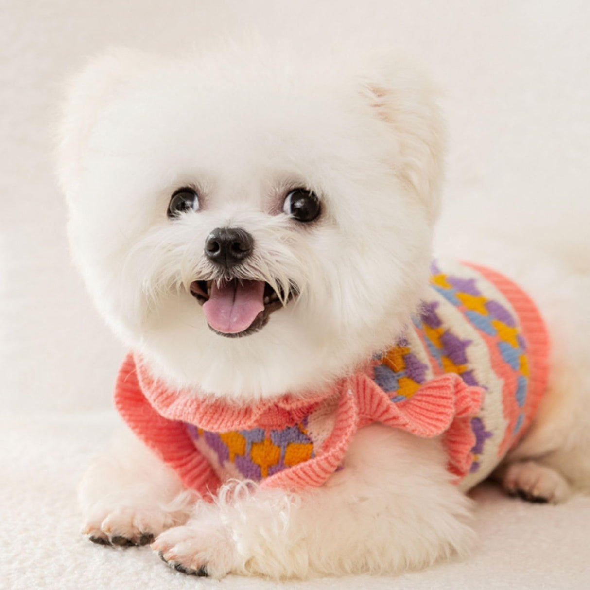 Cute Tulip Flower Sweater Winter Dog Sweater Puppy Coat Thick Dog Clothes for Small Medium Dogs Boy Girl