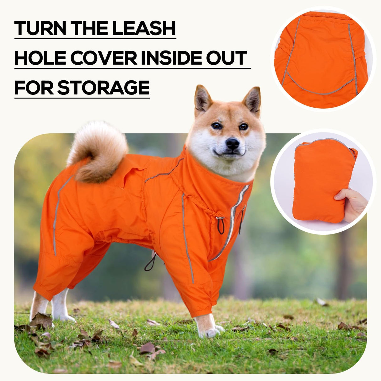 Dora Bridal Windproof Dog Jacket, Lightweight Water Resistant Dog Coat, Adjustable Four-Legged Reflective Dogs Raincoat, Thin Anti-Static Dogs Windbreaker for Hiking Waking(Orange, 2XL)