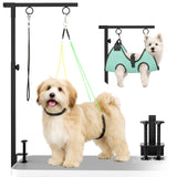 MHACVVO Dog Grooming Table Arm, 31.5"-43.3" Adjustable Pet Stand with Hammock & Clips – 3-in-1 Grooming Kit for Nail Trimming, Haircut & Drying, Home Supplies for Small Dogs