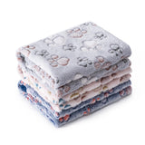 1 Pack 3 Blankets Super Soft Fluffy Premium Fleece Pet Blanket Flannel Paw Printed Throw for Dog Puppy Cat (Large 41x31'', Beige, Grey, Navy)