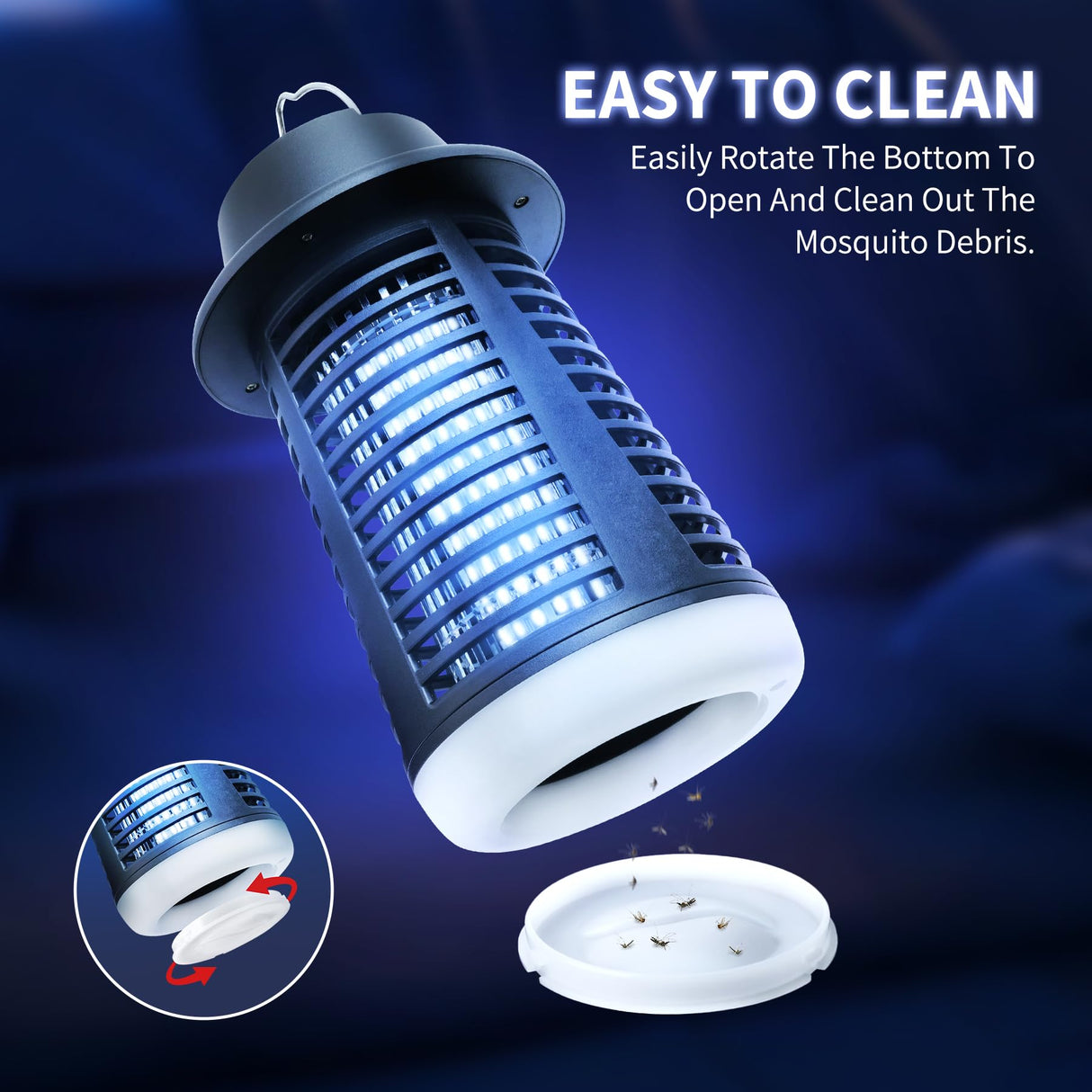 Swift Catch Bug Zapper Outdoor, Mosquito Zapper 2 in 1 with LED Night Light, Odorless and Physical Mosquito Killer, 4000V Electric Fly Zapper for Outside, Patio, Backyard, Garden