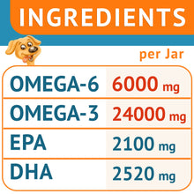 Load image into Gallery viewer, Omega 3 Fish Oil for Dogs (180 Ct) - Skin &amp; Coat Chews - Dry &amp; Itchy Skin Relief + Allergy Support - Shiny Coats - EPA&amp;DHA Fatty Acids - Natural Salmon Oil Chews Promotes Heart, Hip &amp; Joint Support
