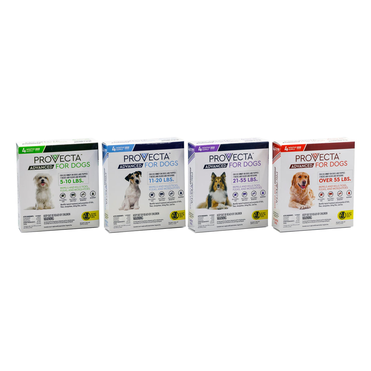 Provecta® Advanced for Medium Dogs (11–20 lbs) Flea and Tick Topical Treatment, 4-Month Supply