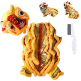 Chinese Lion Dance Dog Costume, Chinese New Year Dog Outfit, Spring Festival Dogs Costume Clothes Hoodies Coat for Small Dogs (Yellow, Medium)