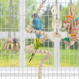 For Parakeet, Conure, Cockatiel, Love Birds, Parrots - Bird Cage Hammock with Ladder, Hanging Bell Swing, Chewing Toy
