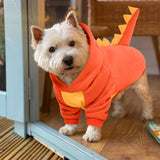 Lelepet Dinosaur Costume - Small Dog Halloween Costume, Warm Fleece Hoodie for Small Dogs, Thick Sweatshirt, French Bulldog, Beagle, Lab, Dachshund, Greyhound, Pitbull, Orange （XS-2XL
