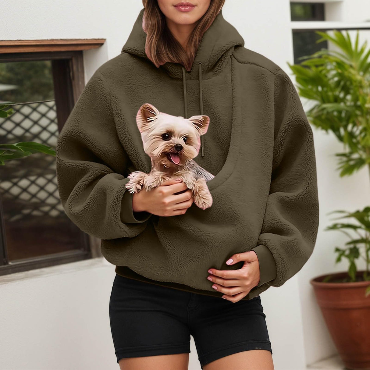 Pet Pouch Hoodies，Oversized Sweatshirt With Pocket Front Carry Pouch For Small And Cats,Puppy Kitten Dogs Holder 6 Bronze