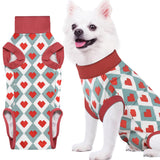 Comwish Small Recovery Suit for Dogs, Dog Recovery Suit Male Female Post Spay, Neuter, Abdominal Surgery Recovery Suit with an Inner Layer Pocket, Prevent Licking Soft Breathable Cotton (Red Heart)