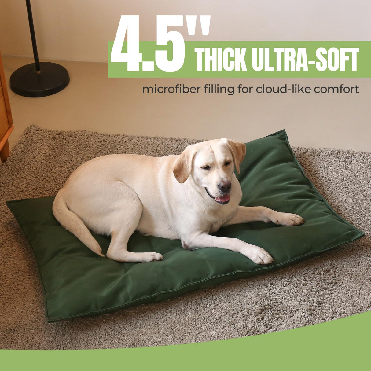 Couzssyhi Chew Proof Indestructible Dog Bed for Aggressive Chewers, Durable & Waterproof Crate Pad, Machine Washable Tough Kennel Bed for Large Dogs, Indoor Outdoor Pet Bed, X-Large (28"x47", Green)