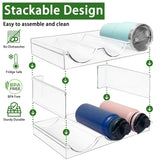 2 Pack Water Bottle Organizer, Stackable Kitchen Pantry Storage Shelf, Plastic Water Bottle Holder for Cabinet and Fridge Organization