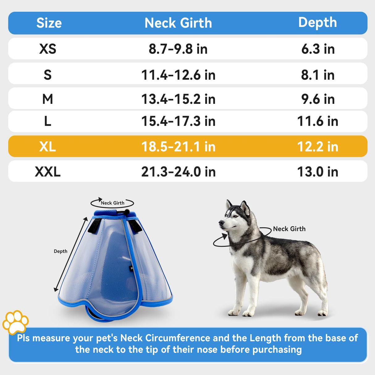Vithael Upgraded Dog Cone Collar for Dogs After Surgery, Soft Breathable Pet Recovery Collar with Double-Layer Design, Adjustable Dog Cone Collar for Large Medium Dogs, Elizabethan Collar (XL, Blue)