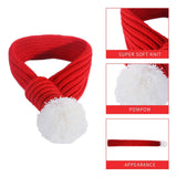 Inscape Data Christmas Dog Santa Hat with Adjustable Scarf, Red Knit Scarf with White Pompom Ball, Dog Winter Neck Warmer, Christmas Party Dressup