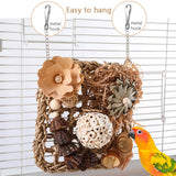 YUEMOOLIX Bird Foraging Toys Natural Bird Toys Conure Toys Parrot Shredding Hanging Toys for Small to Medium Birds Parakeet Cockatiel Conure Lovebird Budgie