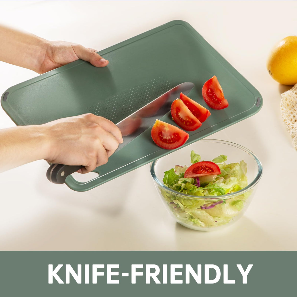 Plastic Cutting Board Set of 3-Cutting Boards for Kitchen BPA Free, Large-Small Chopping Boards Non-Slip for Cooking Camping Dishwasher Safe, Reversible, with Grip Handle, 15"×10"×0.25" Green