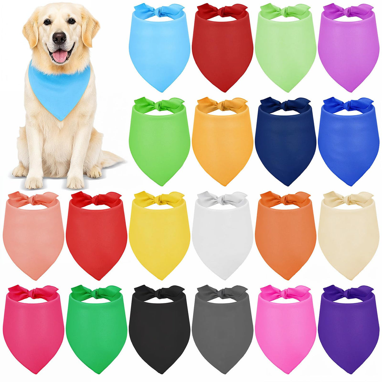 40 Pcs Plain Dog Bandanas Bulk Sublimation Heat Transfer Washable Adjustable Dog Scarf Triangle Scarf for Small Medium Large Pets, 20 Colors, 25.5"×16.5"