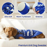 Ultra-Soft & Stretchy Turtleneck Dachshund Dog Sweater, Fall/Winter Knitted Dachshunds Sweaters, Pullover Weiner Dog Clothes for Girls Boy, Puppy Outfit for Male Female Weenie Dogs (Blue, L)