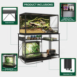 ZZJIHAI 120 Gallon Fish Tank Stand with Power Outlets, Heavy Duty Large Aquarium Stand with Light, Double Reptile Tank Turtle Terrariums Table for Fish Tank Accessories Storage,1100LBS Capacity