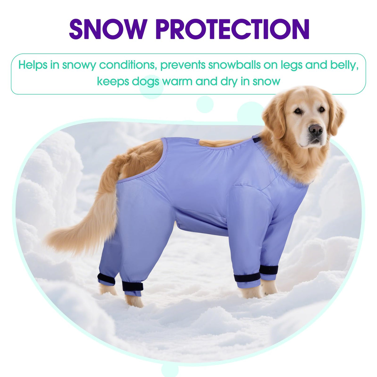 OUOBOB Waterproof Dog Bodysuit for Large Dogs, Dirt Guard Dog Jacket for Muddy Walks & Wet Weather, Lightweight Bodysuit for Belly Protection for Shiba Inu, Shelties, Bulldogs - L