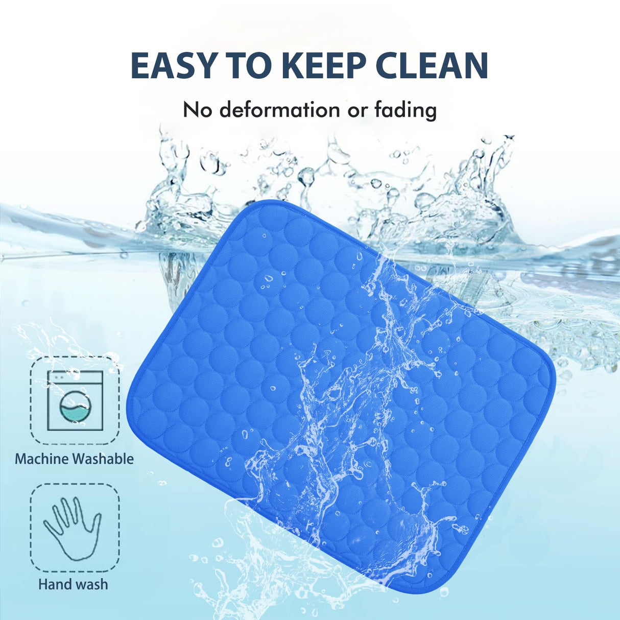 MICROCOSMOS Summer Cooling Mat & Sleeping Pad- Water Absorption Top, Materials Safe, Easy Carry, EZ Clean. Keep Cooling for Pets, Kids and Adults.(Navy Blue, 36" x36")