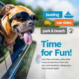 PetSpex® Dog and Cat Sunglasses, Pet Goggles with UV Protection, Windproof Water Resistant Pet Glasses with Adjustable Head and Chin Straps for Outdoor Adventures, Small, Black