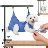 ZONEXCHIC Dog Grooming Arm with Pet Grooming Hammock, 27”-42” Adjustable Grooming Stand with No Sit Haunch Holders and Loop Noose, Grooming Restraint for Small and Medium at Home or Salon