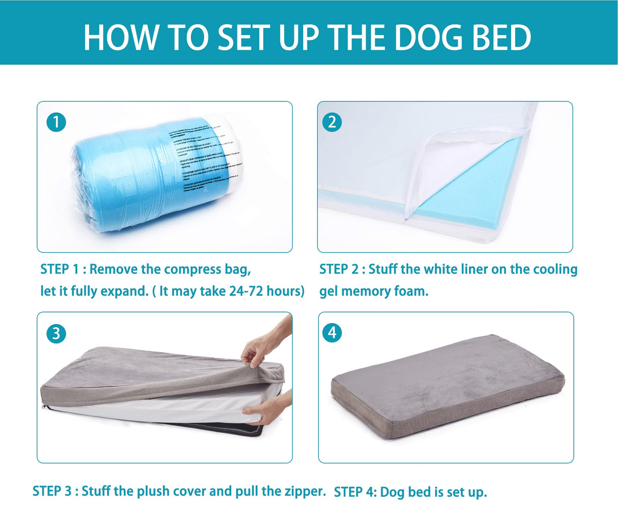 GOHOO PET Orthopedic Memory Foam Dog Bed, Cooling Dog Beds for Medium Dogs -Waterproof Pet Bed for Crate with Removable Washable Cover, M(29inch,45Lbs)
