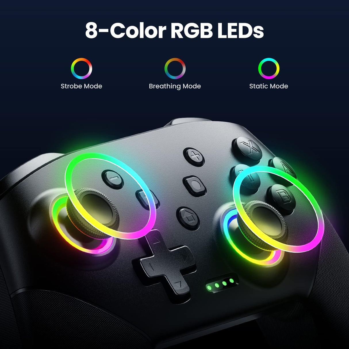 Switch Controller Wireless, Pro Controllers Compatible with Switch/Lite/OLED/PC, One-Key Pairing Gamepad with 9-Color RGB LEDs 1000mAh Battery 6-Axis Motion Wake Up Function