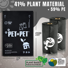 Load image into Gallery viewer, Pet N Pet 1080 Counts Black Poop Bags for Dogs, 41% Plant Based &amp; 59% PE Extra Thick Dog Poop Bags Rolls, 9" x 13", Unscented Pet Waste Bag
