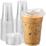 AOZITA 100 Sets - 24 oz Crystal Clear Plastic Cups With Sip Lids, Disposable Cups With Sip Through Lids for Iced Coffee, Smoothie, Milkshake, Cold Drinks