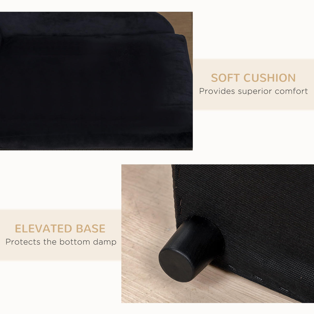 PawHut Luxury Fancy Dog Couch with Hidden Storage, Small Dog Sofa Bed with 2" Soft Foam, Modern Pet Furniture for Puppies & Little Breeds, Black