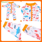 PetWarm Dog Pajamas, Dog Dinosaur PJs, All-Season Use for AC Rooms and Warm Days, Travel-Friendly for Road Trips, for Family Photos and Everyday Use, Dinosaur Print, Orange, 2XL