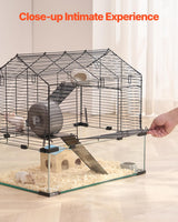 VEVOR Hamster Cage, 360° Viewing Transparent Hamster Habitats, Small Animal Cage, 22.8 x 15 x 21.3 in, Ventilated Pet Mouse Cages with Water Bottle, Portable Hamster House for Rats, Guinea Pigs