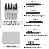 Threlaco 166 Pcs Hearing Aid Wax Guard Filters Hearing Aid Cleaning Tools Accessories Wax Traps Cleaning Tools Kit with Carry Case Compatible with Phonak Widex
